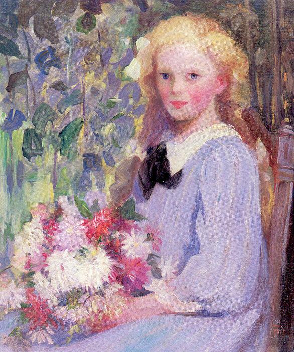 Palmer, Pauline Girl with Flowers Germany oil painting art
